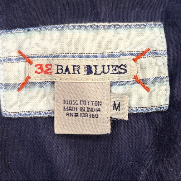 32 Bar Blues Navy and Brown Plaid Corduroy Men's Shirt Size Medium - Picture 4 of 4